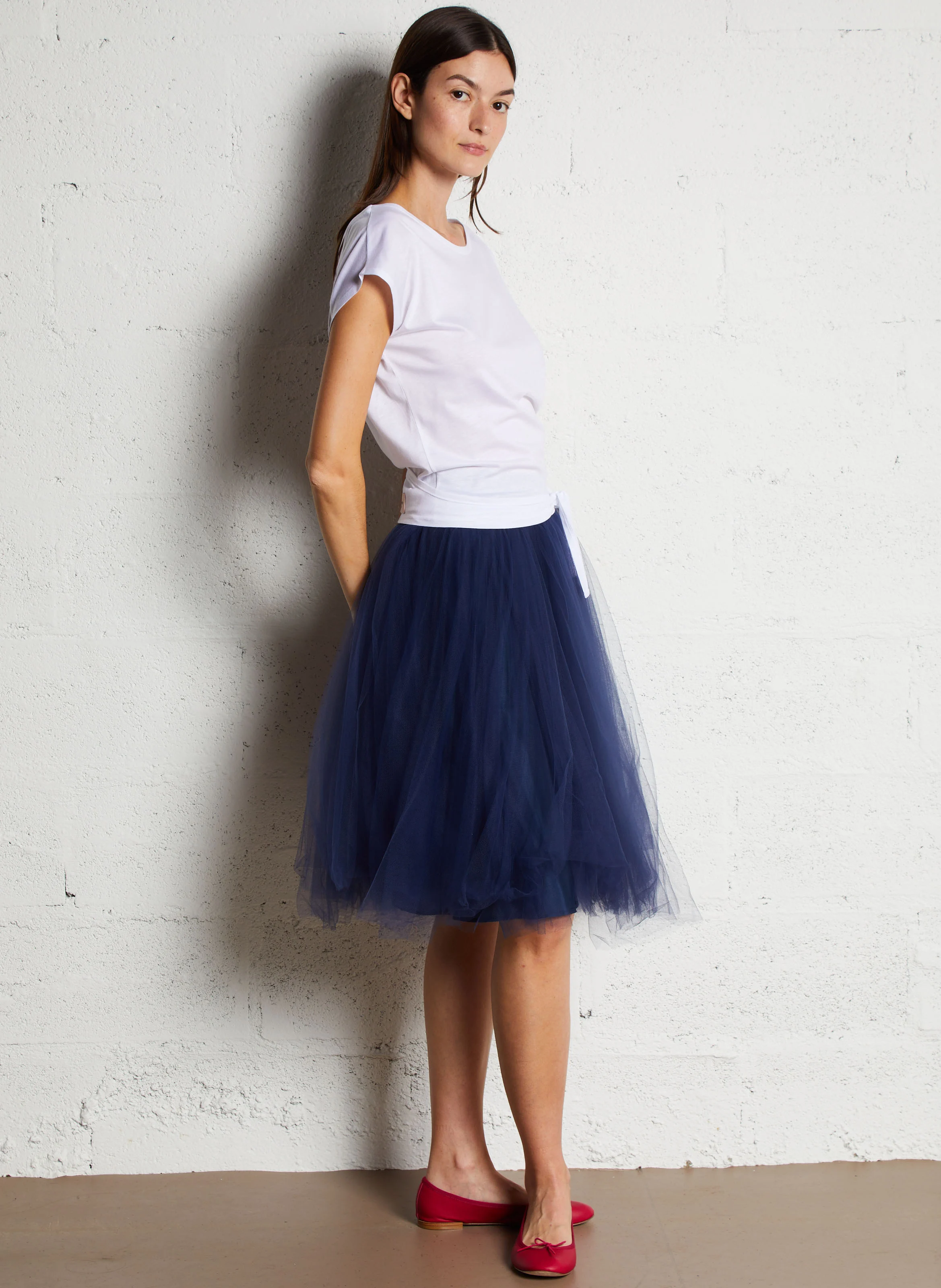Tutu taille haute avec volants de tulle | Bleu