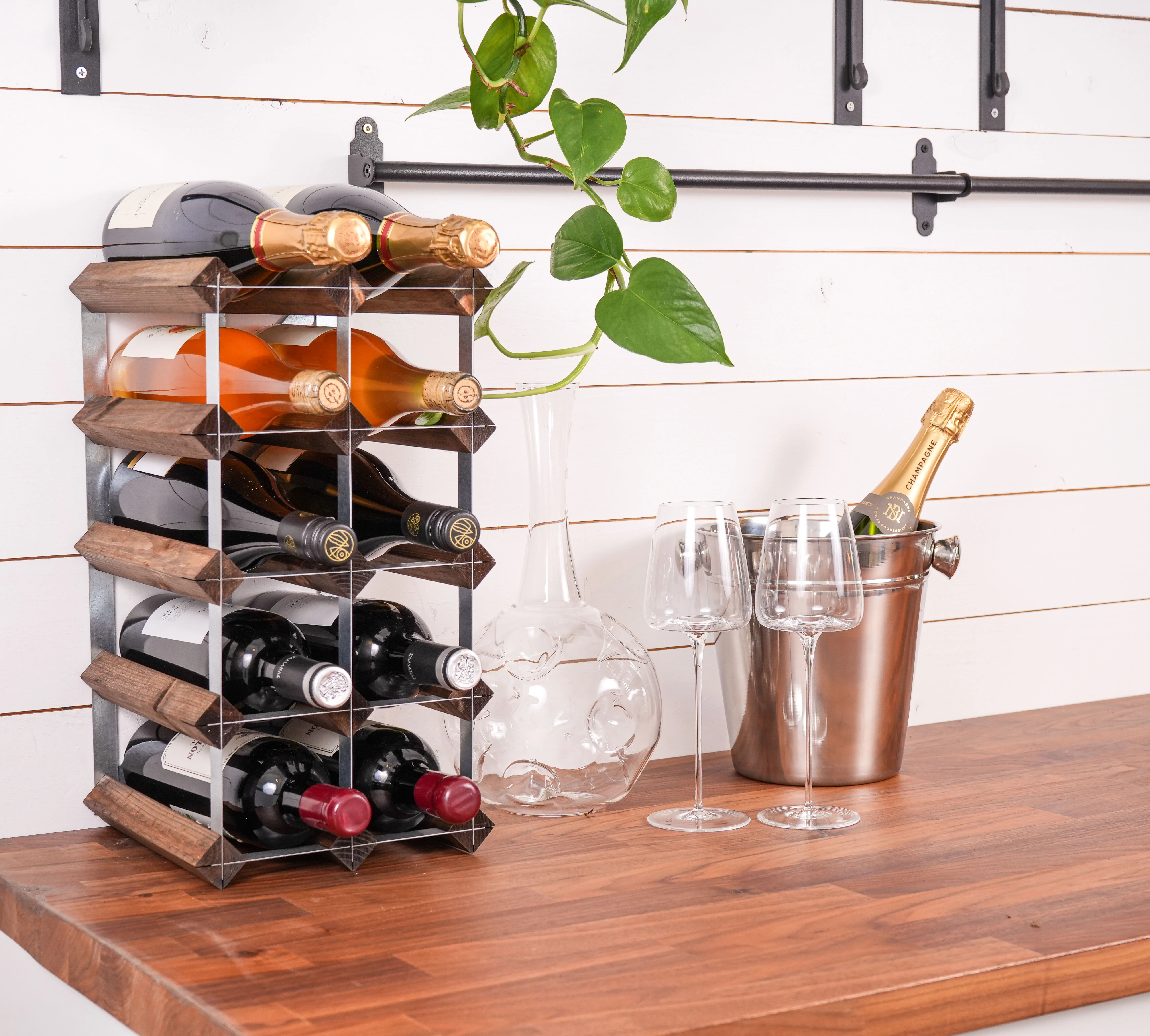 Traditional Wine Rack  Vinreol, 12 flasker - mørk eg
