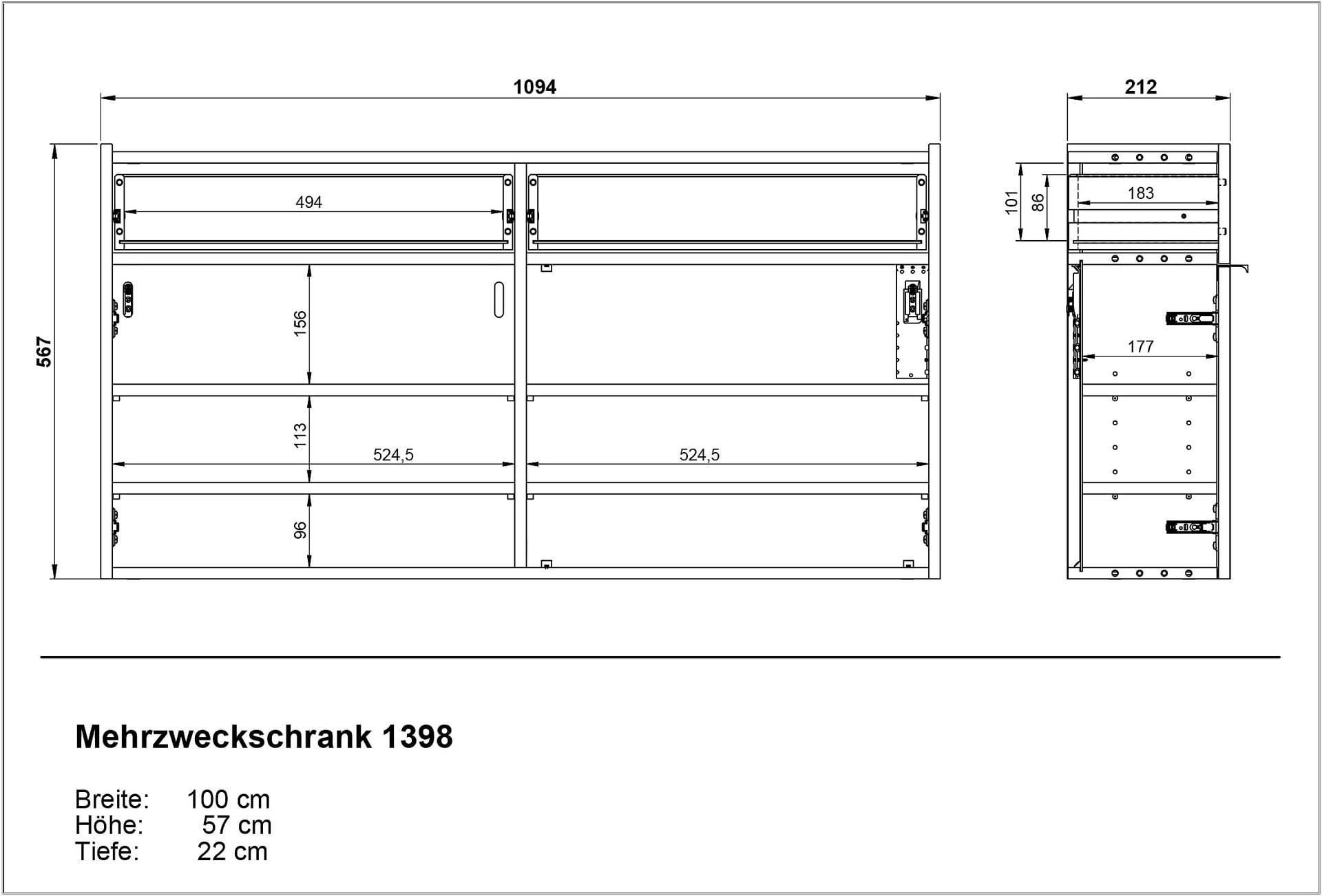Mehrzweckschrank DAVID 110 x 57 cm Taupegrün/Braun