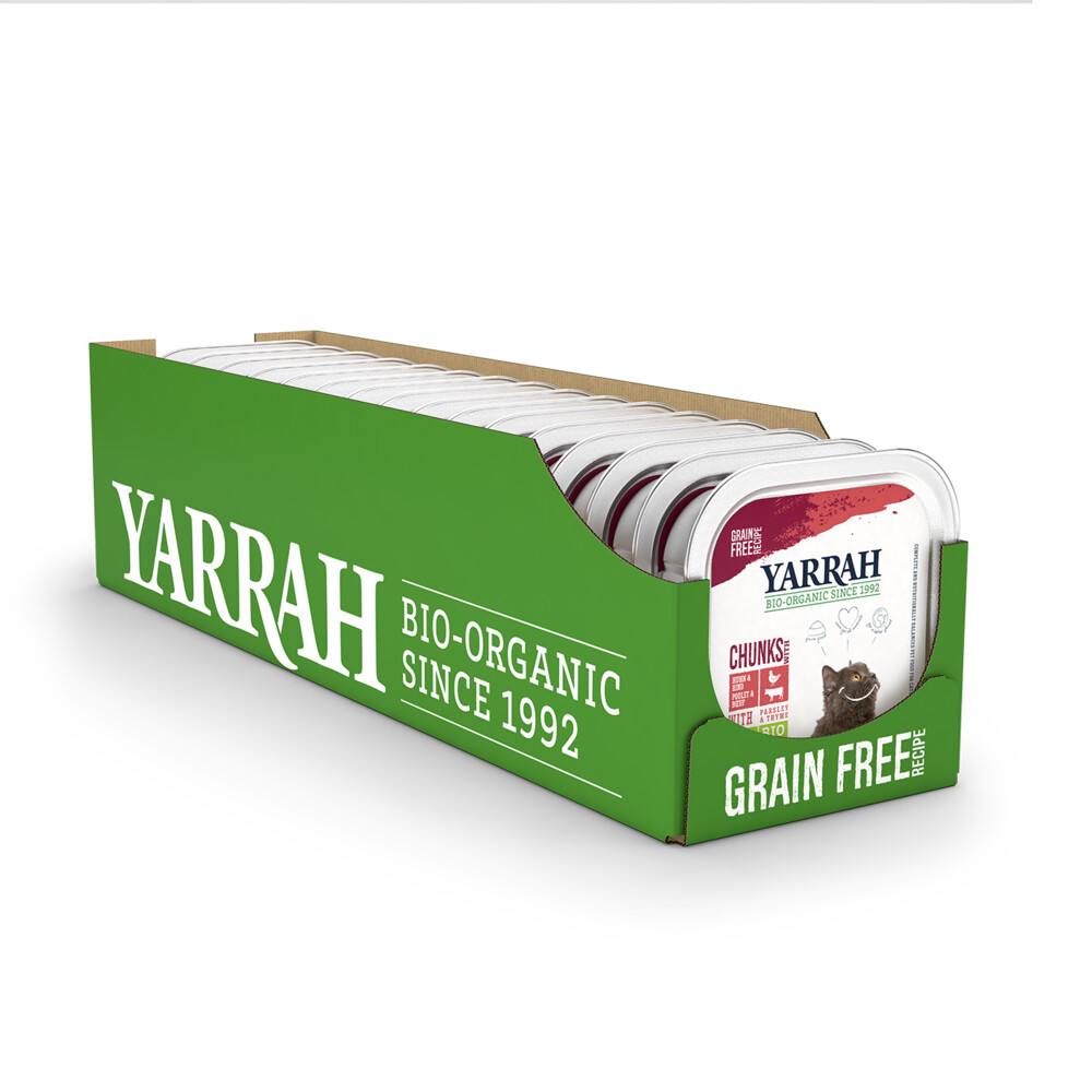 16x Yarrah Bio Kattenvoer Chunks Kip & Rund100 gr