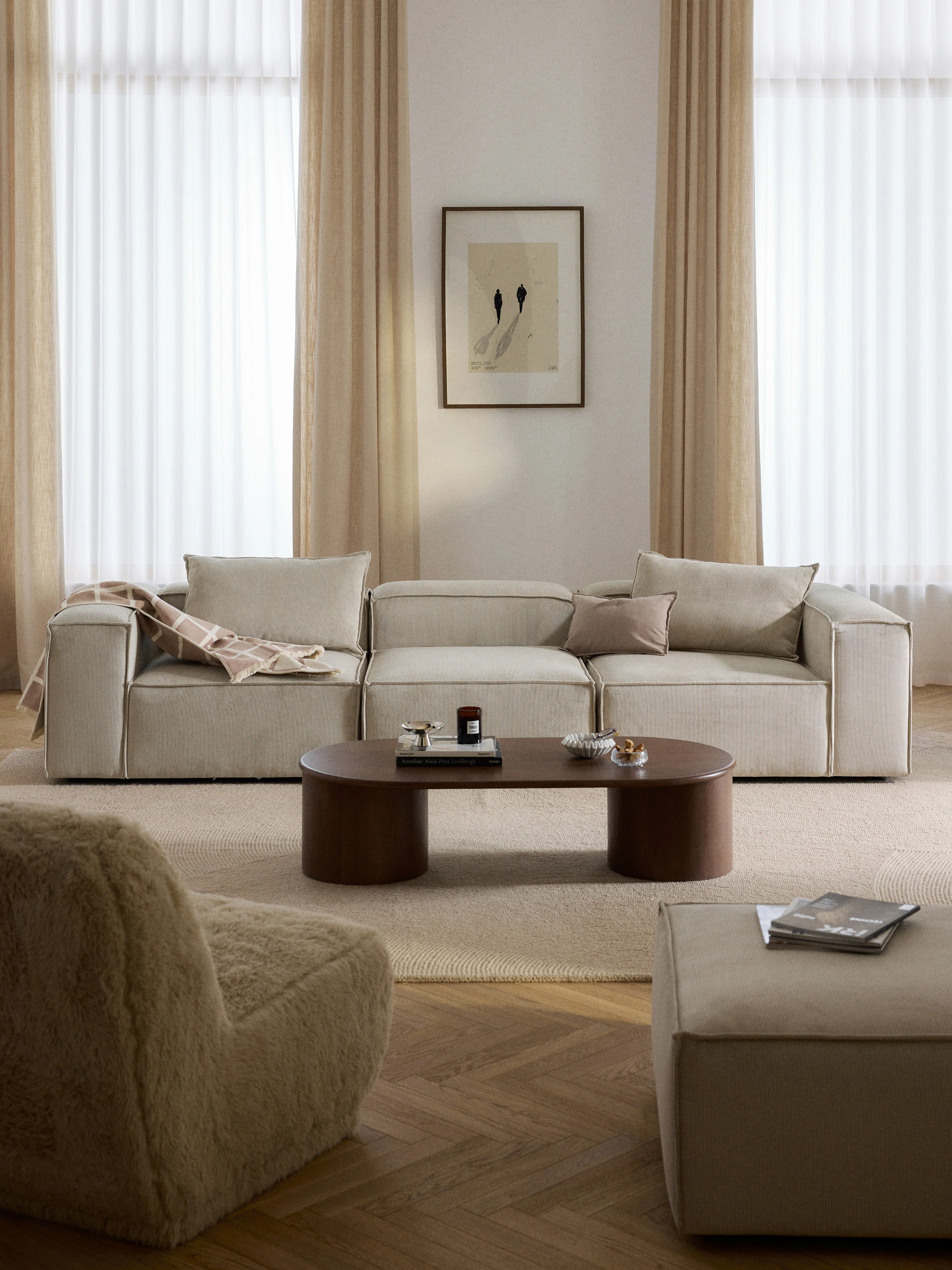 Modulaire bank Lennon (4-zits) van corduroy