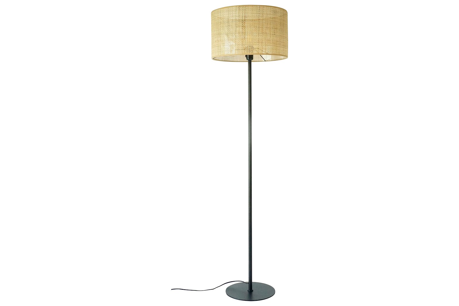 Tikala gulvlampe H:146cm Skjerm i rotting Ø40cm, med sort ledning 180cm E27, max 28W
