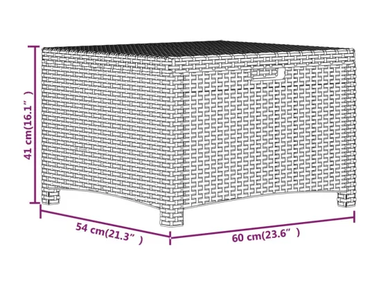 Boîte de rangement de jardin 60x54x41 cm Rotin PP Graphite