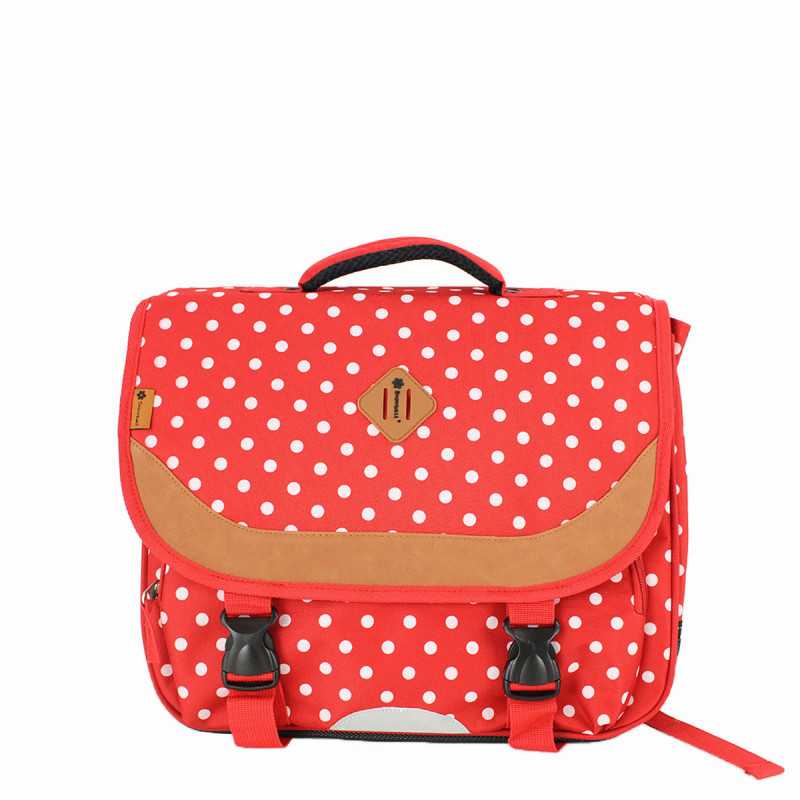 Cartable 38 cm Rouge à pois blancs