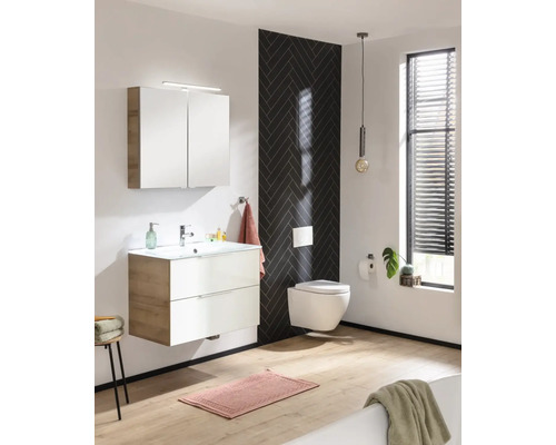 FACKELMANN B.Brillant spiegelkast, 80 x 15,1 x 68 cm, eikenhout, 2-deurs, LED, IP 20