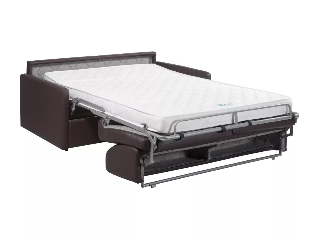 Canapé 3 places convertible express en simili gris - Couchage 140 cm - Matelas 14 cm CALIFE
