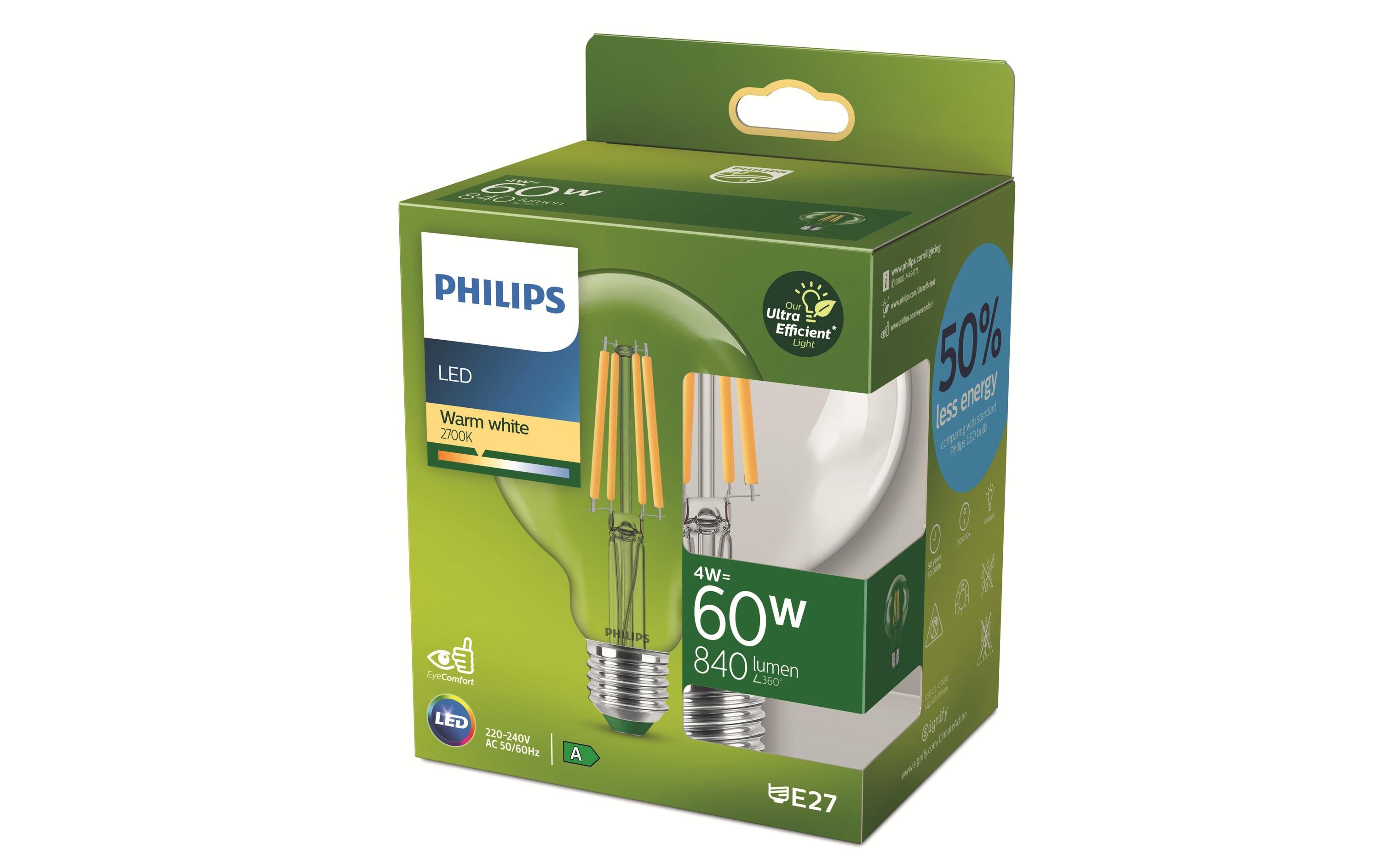 E27 Globe LED, Ultra-Effizient, Warmweiss, 60W ErsatzUltraeffizientes LED-Leuchtmittel
