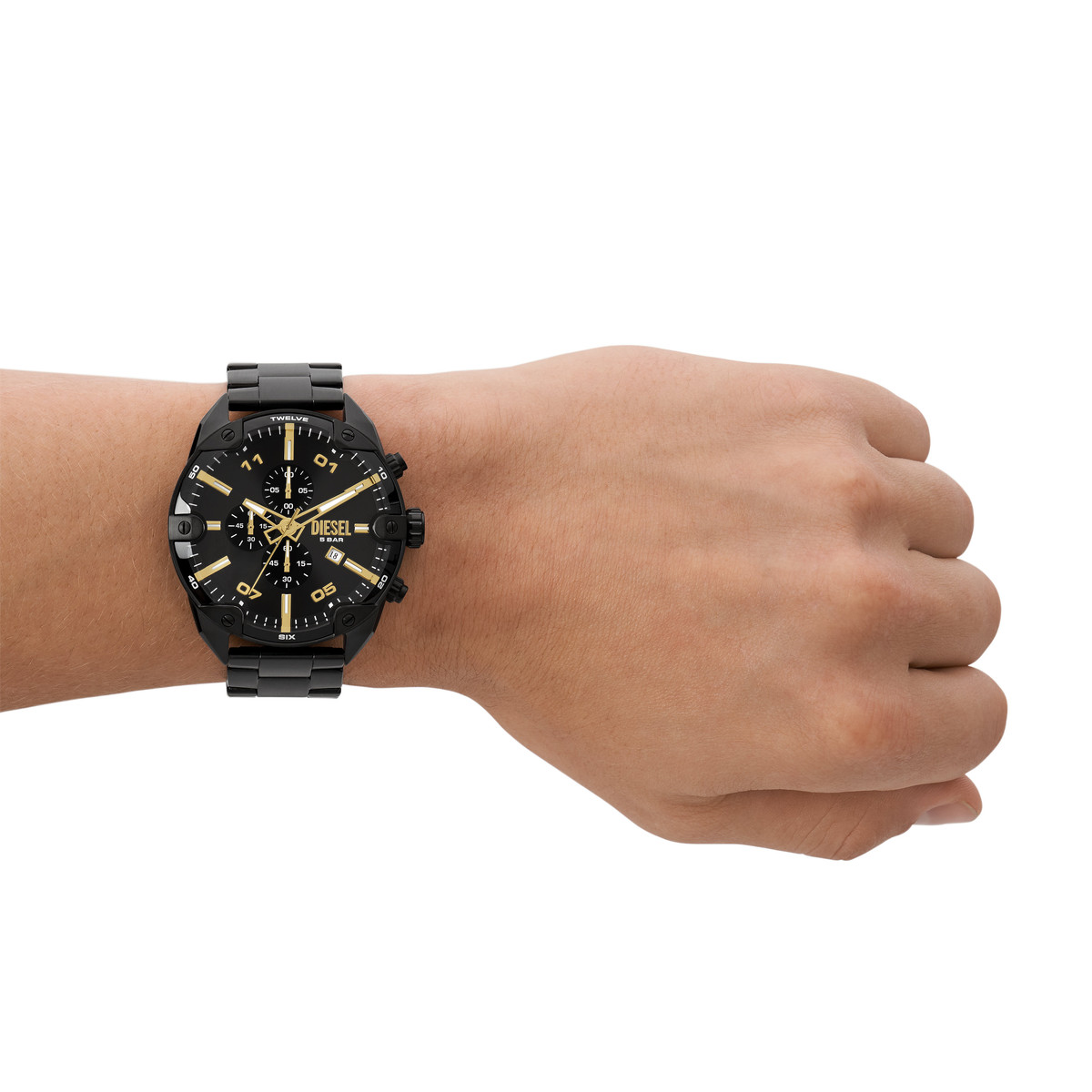 Montre DIESEL spiked homme bracelet acier inoxydable noir