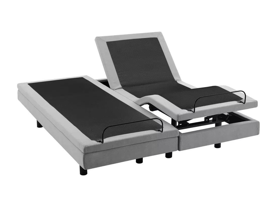 Sommier électrique de relaxation déco - 2 x 90 x 200 cm - Tissu - Gris - ALPANA de YSMÉE