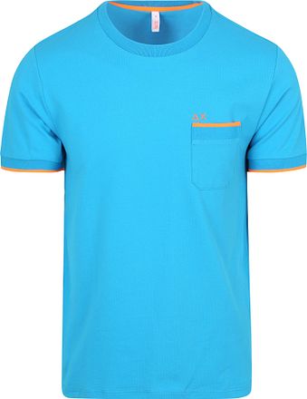 Sun68 Piqué T-Shirt Fluo Stripe Blauw T35124-73 kopen