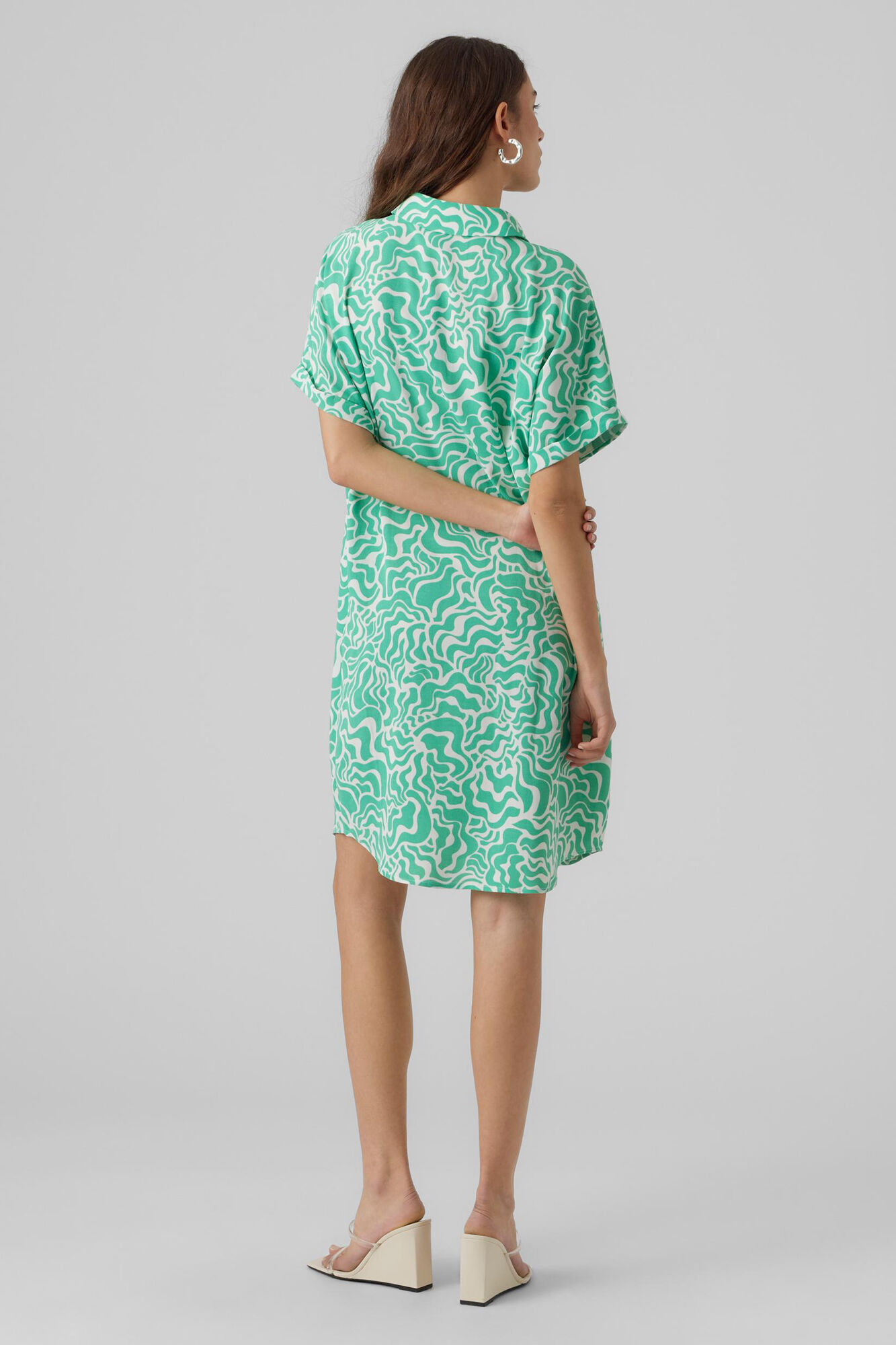Vestido midi camisa - Verde