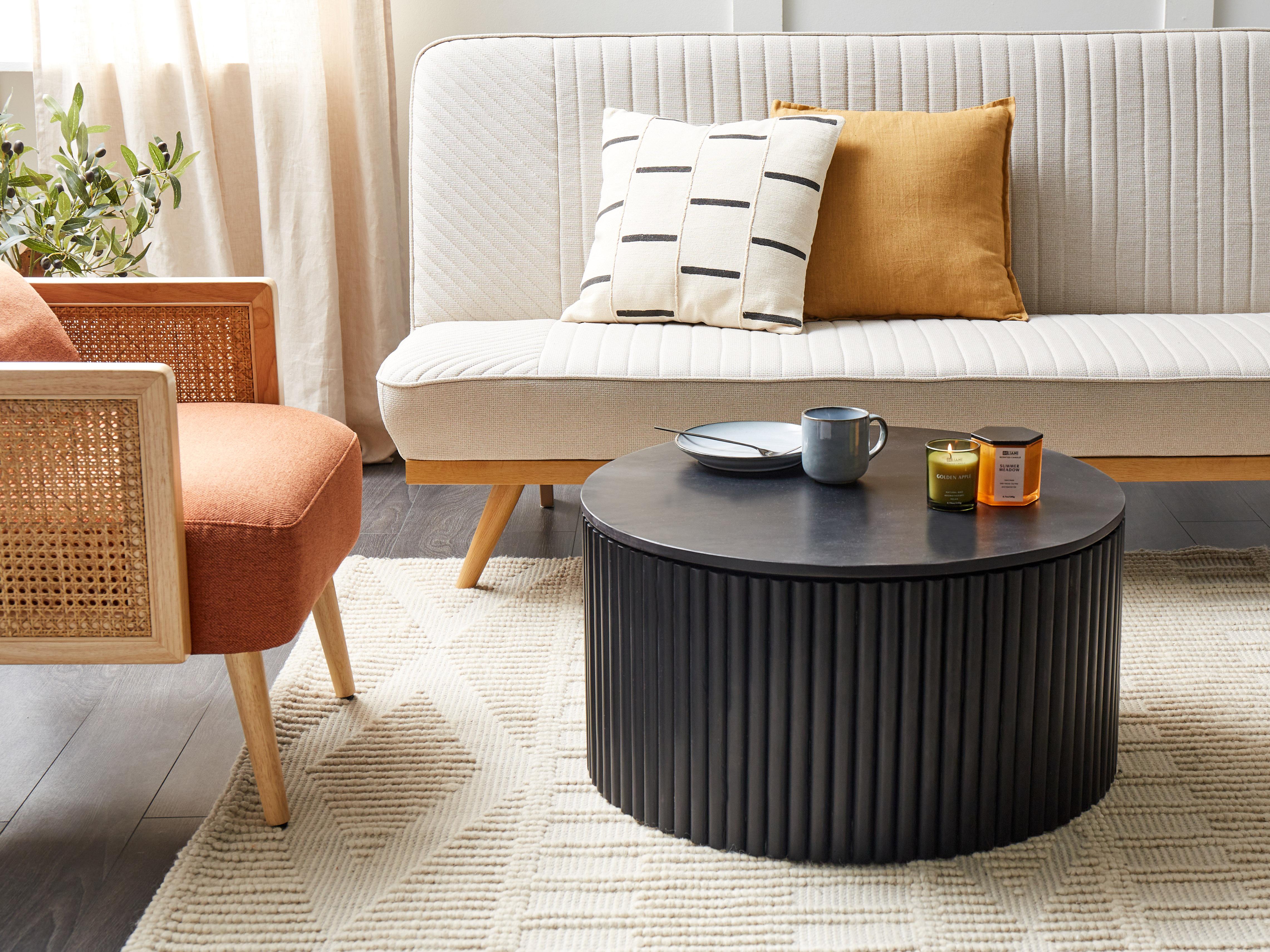 Salontafel KIRKWOOD Mangohout Zwart met opbergruimte