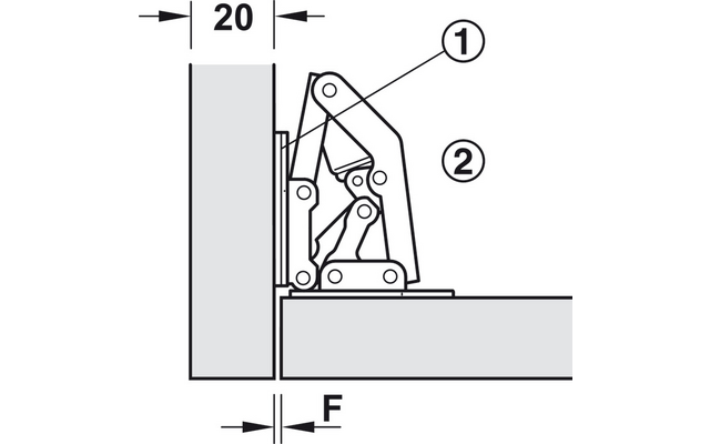 Häfele Easy-on-Fedschanier 90 Grad Öffnungswinkel