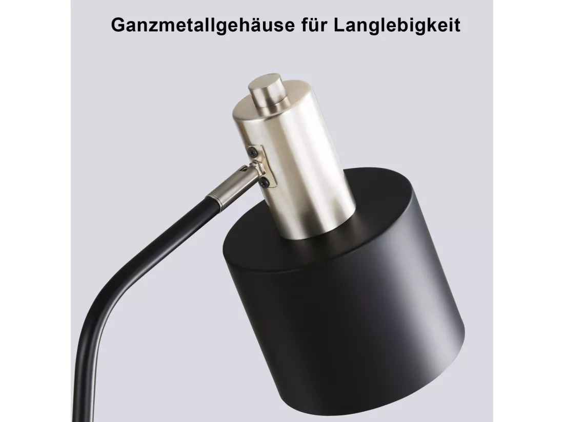 NETTLIFE Lampe de Chevet Vintage Câble E27 Noir Or Lampe de Bureau Lampe de Lecture Pivotante