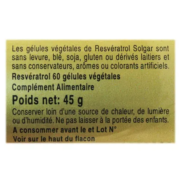 Solgar Resveratrol 60 cápsulas vegetais