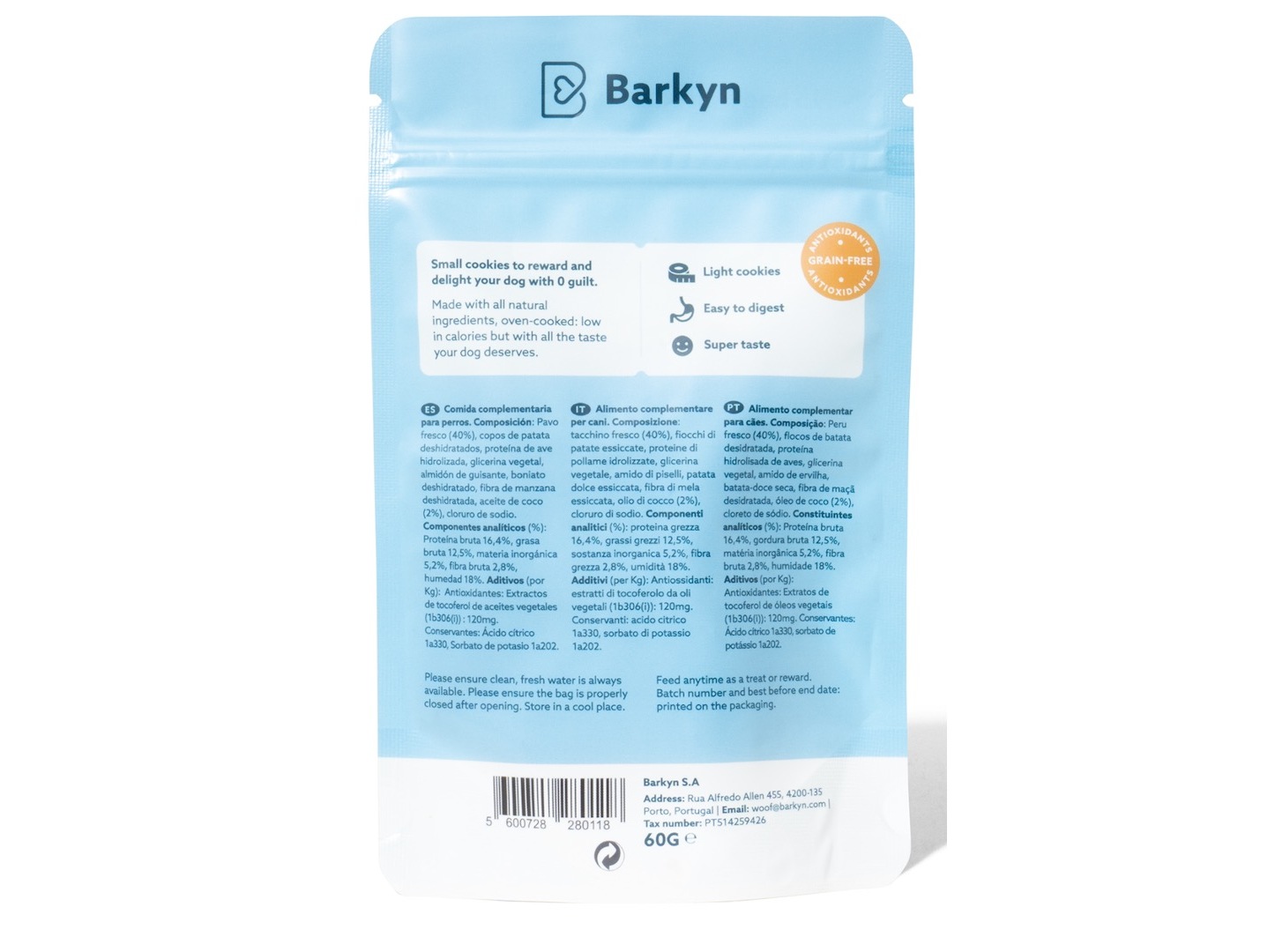 SNACKS PARA CÃO BARKYN PERU FRESCO E COCO 60G
