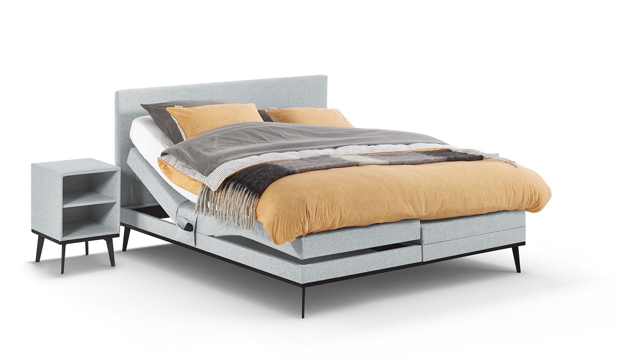 Elektrische boxspring Viggo met Silver Pocket Deluxe Foam matras oakland lichtgrijs