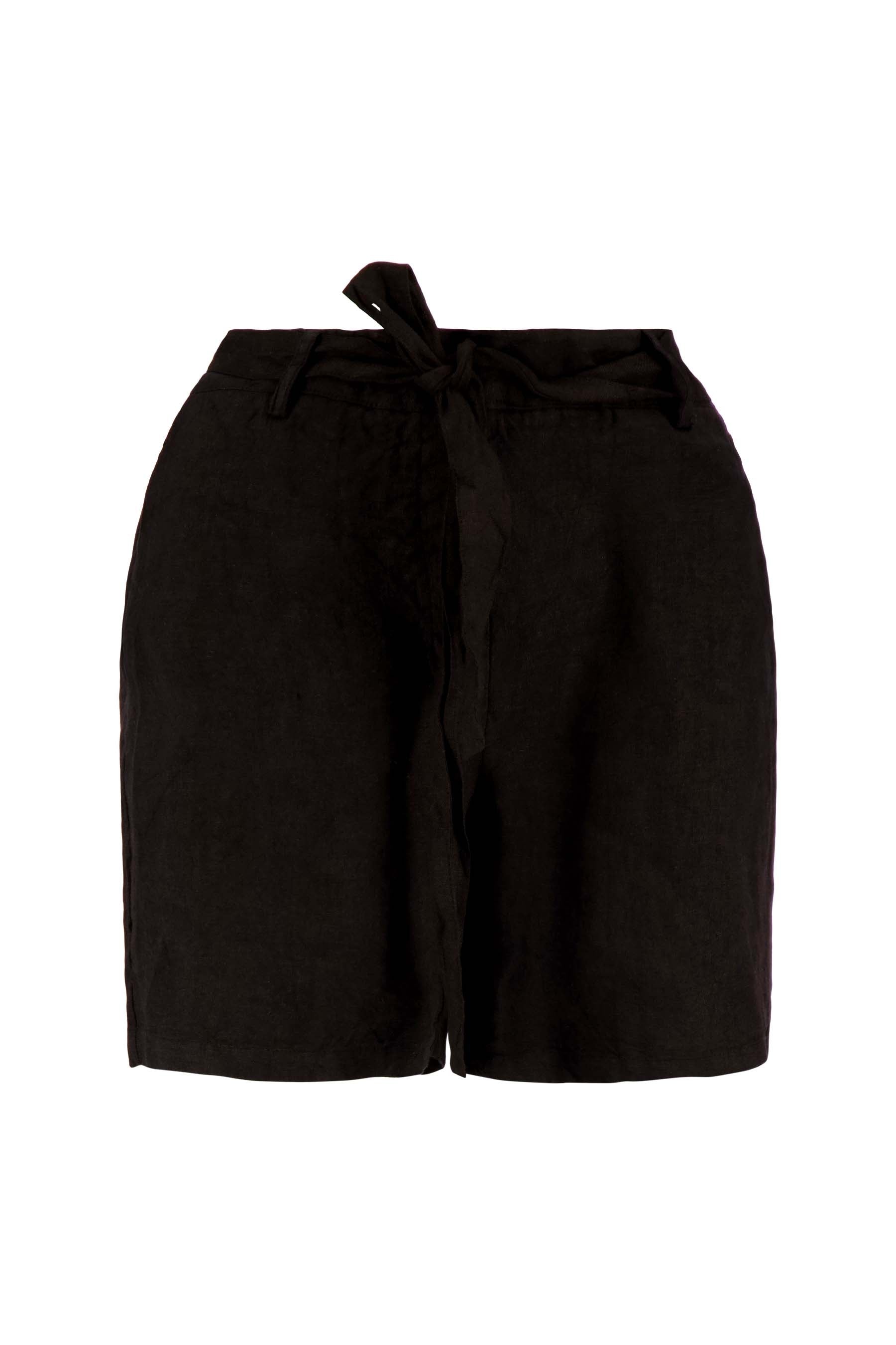 linnen short met strik ceintuur