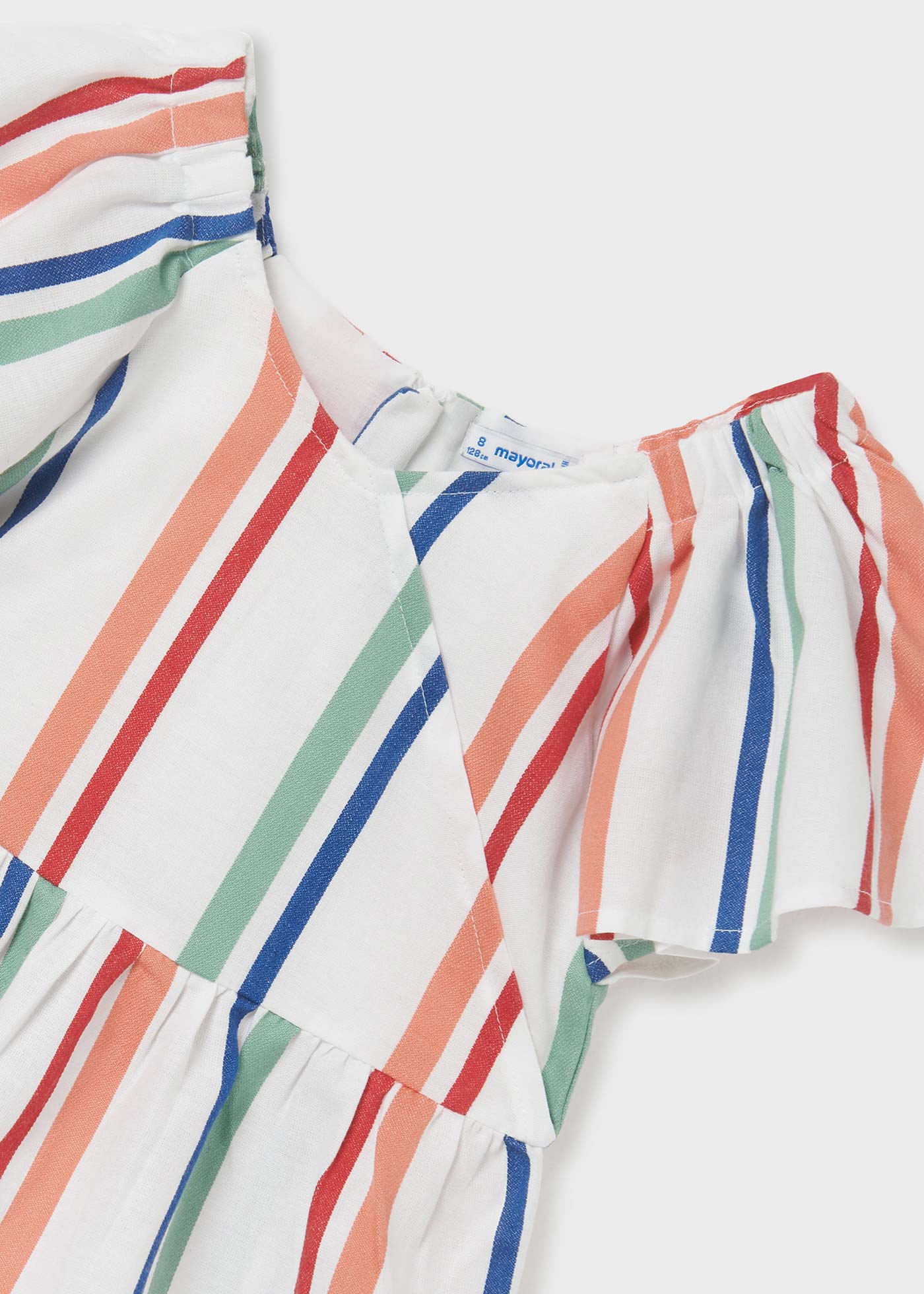 Blusa listrada de manga curta para meninas