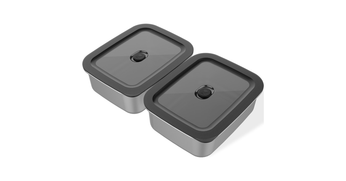 WeberWorks Prep Containers (set van 2)  (Roestvrij staal, 2 roestvrijstalen vershoudbakjes met deksel, 1,8 liter per bakje)