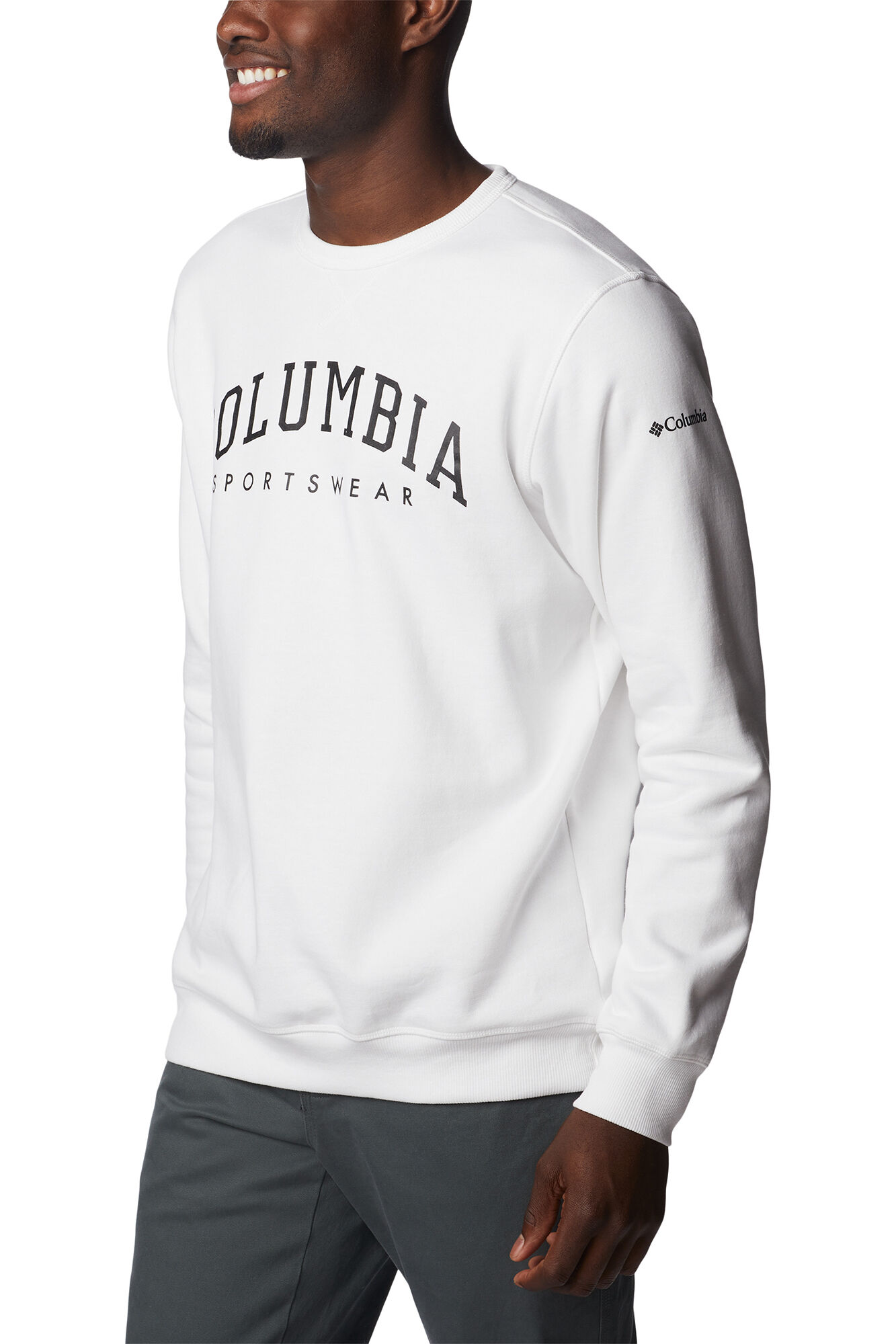 Moletom masculino Columbia™ com gola redonda e logo - Branco