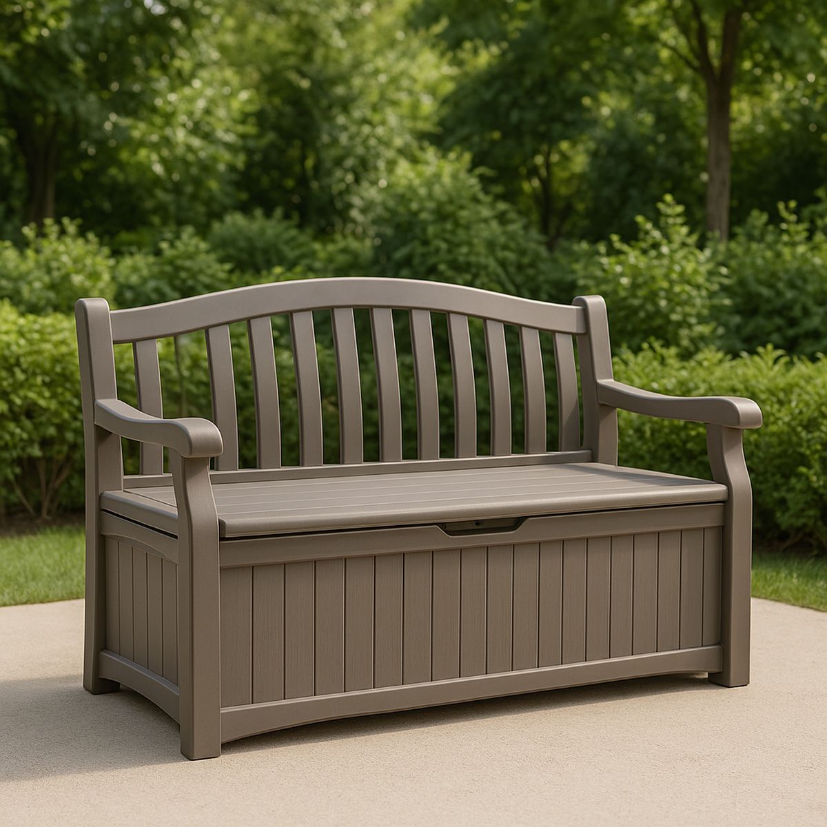 Gartenbank aus Polypropylen mit Stauraum Braun