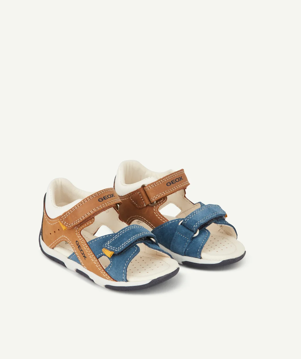 GEOXSANDALES BLEUES ET CAMEL EN CUIR BÉBÉ GARÇON