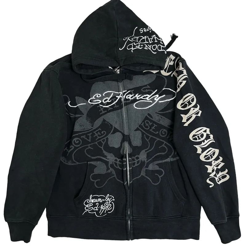 Wanderstar - Hoodie met lange mouwen, rits en tekstprint