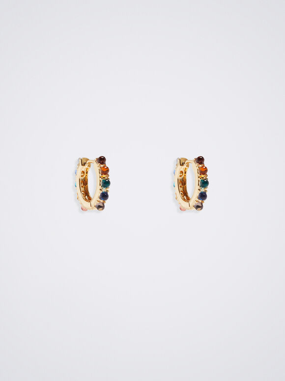 Brincos de argola com miçangas - Multicoloridos