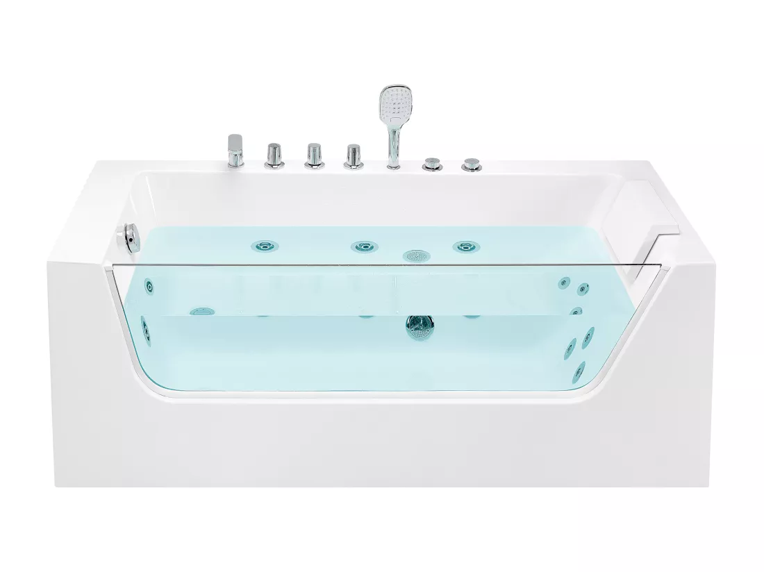 Baignoire balnéo angle droit blanche 170 x 80 cm PUQUIO