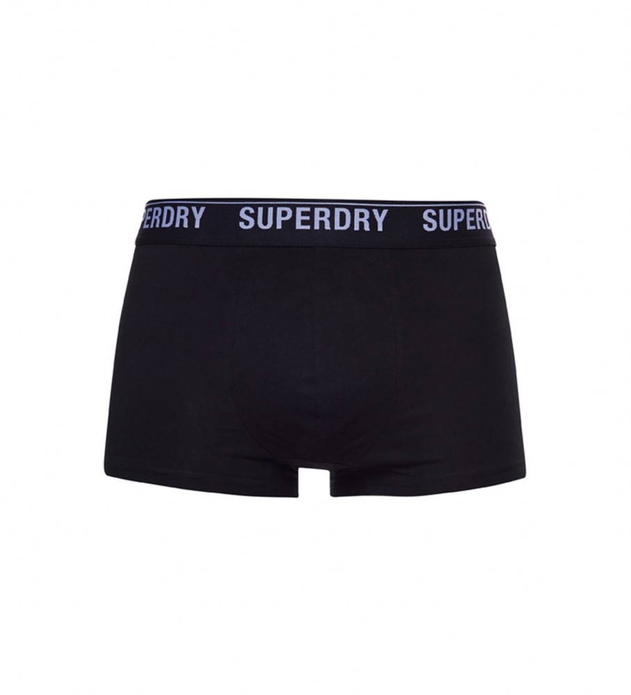 Cuecas Superdry de algodão orgânico, pacote com 3 unidades, pretas.