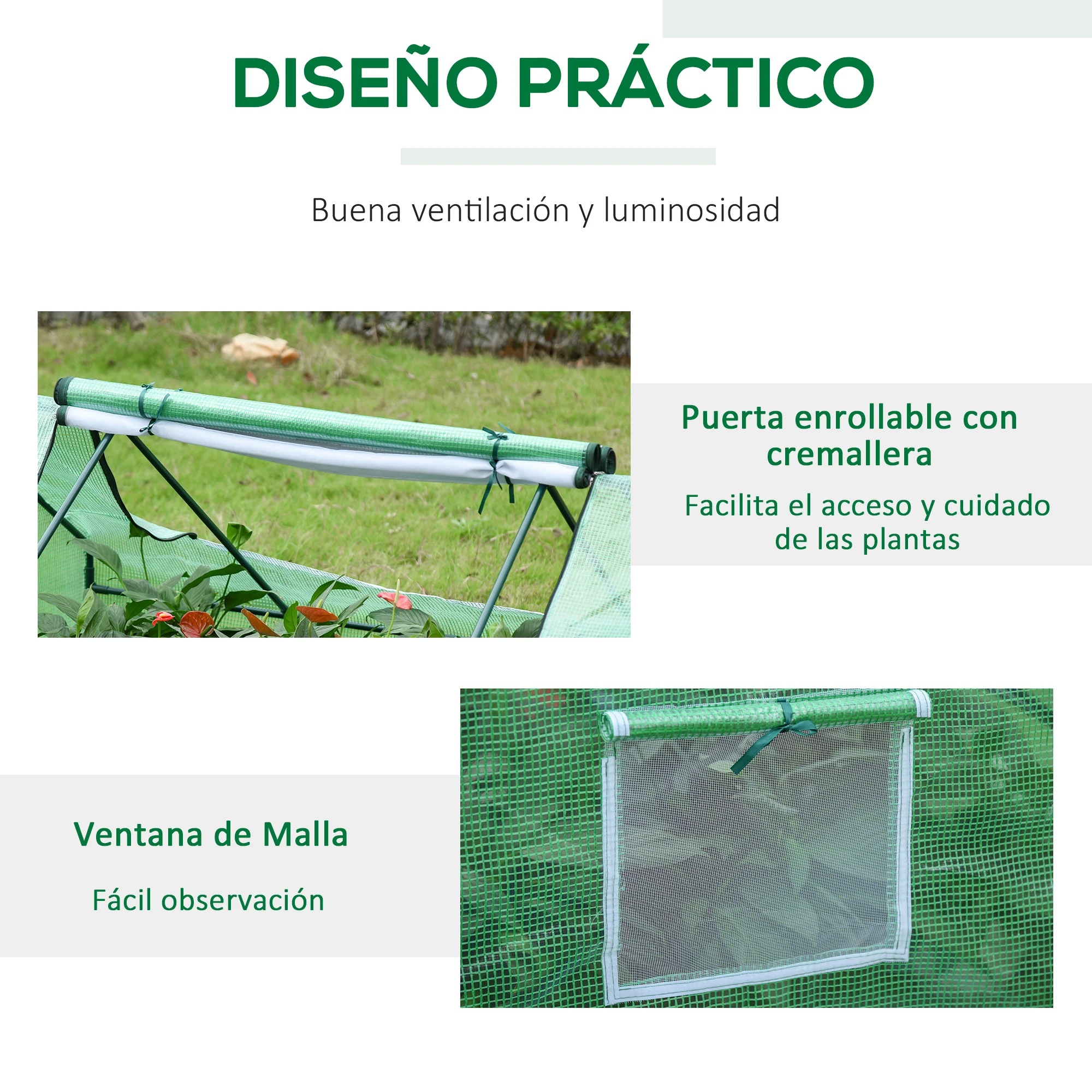 Estufa de jardim Outsunny, tipo galpão de aço e plástico, 180x140x80 cm, com portas de enrolar e janelas para cultivo de plantas, vegetais, flores e muito mais.