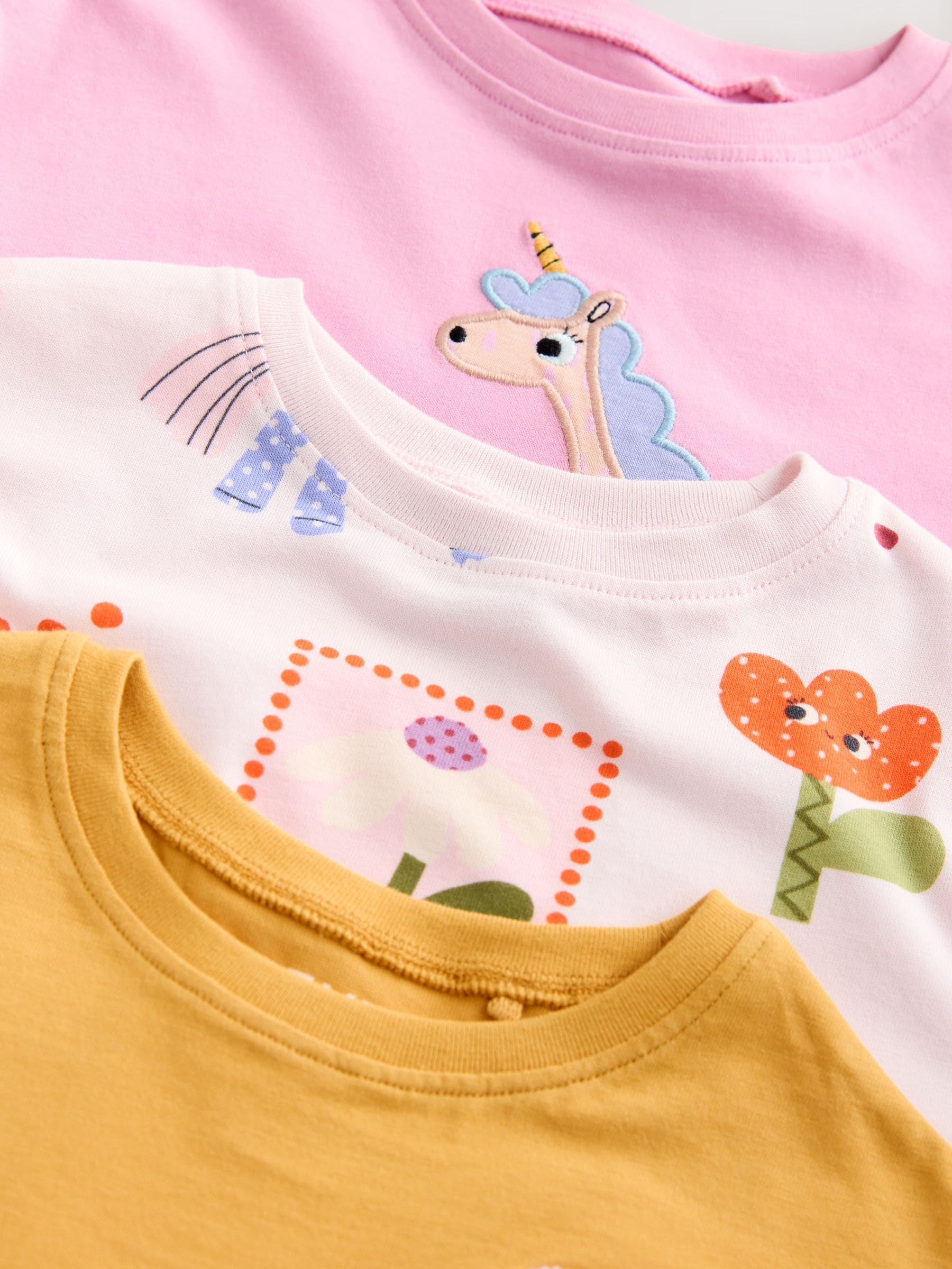 Eenhoornprint - Character tops met lange mouwen verpakking van 3 (3mnd -7jr)