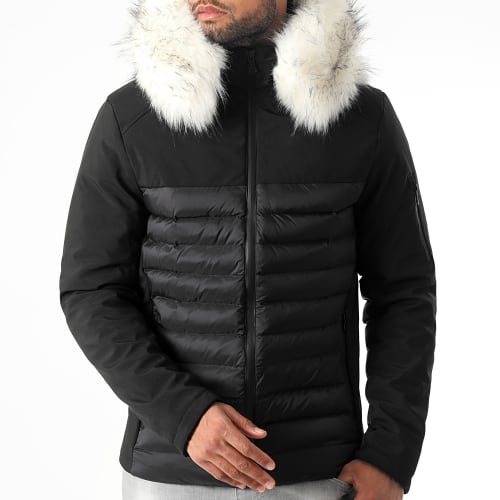 Doudoune Light Puff Avec Fourrure Blanche 0058 Noir
