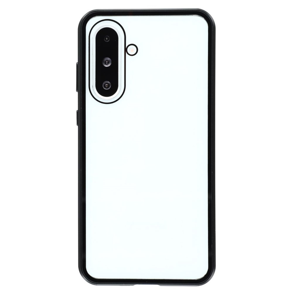 Samsung Galaxy A56 Magnetische Alu Schutzhülle mit Panzer Glas Backcover   Displayschutz (Magnet-Technologie) - Schwarz