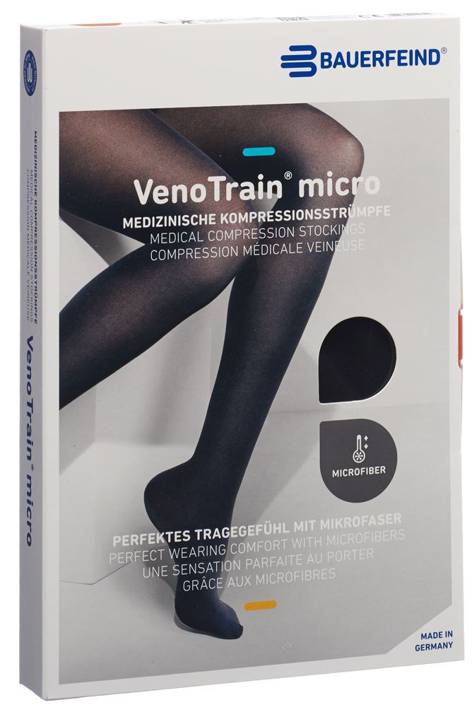 Bauerfeind VenoTrain Micro KKL2 AG<br>1 Paar, S, normal/long geschlossene Fussspitze Mikronoppenhaftband schwarz