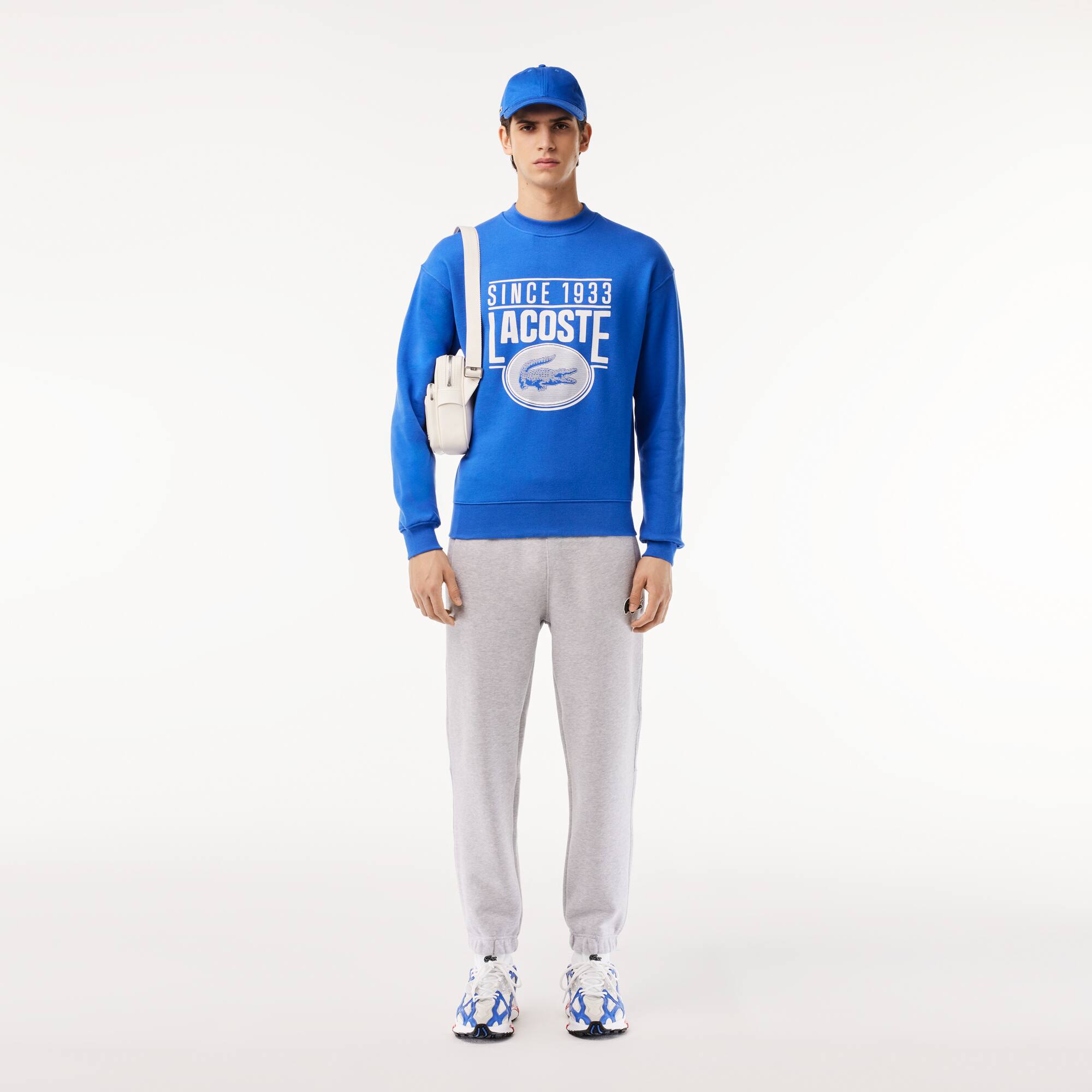 Sweatshirt loose fit en molleton imprimé 80's Sweatshirts - Bleu - Lacoste - Homme