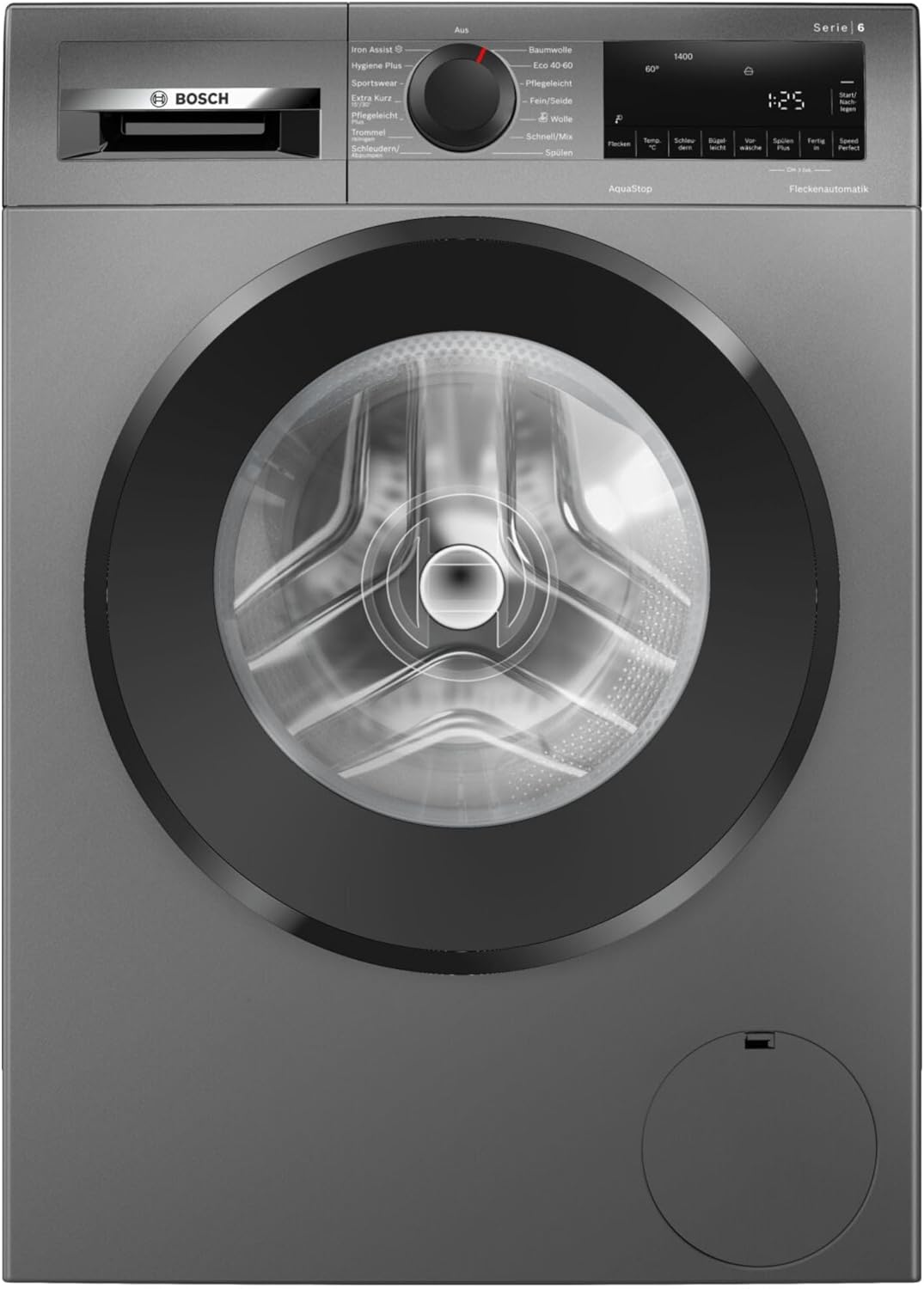 Bosch WGG244ZR10, Serie 6, Frontlader Waschmaschine, 9 kg, 1400 UpM, entfernt 16 Fleckenarten, SpeedPerfect, Maximale Energie- und Wasserersparnis, Nachlegefunktion, besonders hygienisch, AquaStop