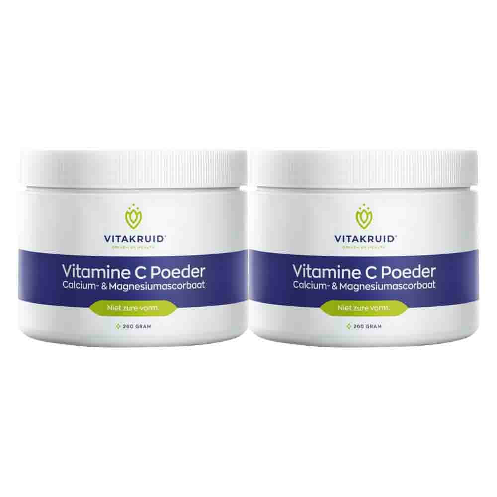 2x Vitakruid Vitamine C Poeder Calcium- & Magnesiumascorbaat260 gr