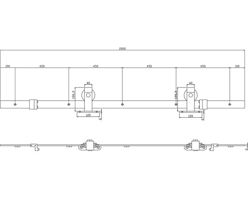 Intersteel Cubo Basic -Top schuifdeurset compleet, zwart met gehard veiligheidsglas (ESG) met satijnglans, 98x215 cm, inclusief deurblad, Basic Top schuifdeurbeslag en krukgarnituur.