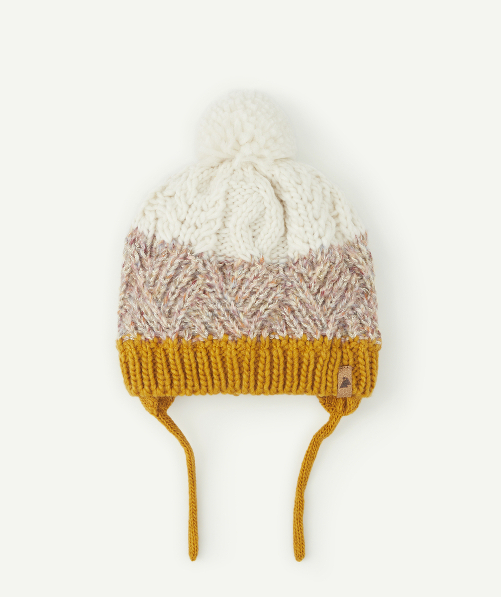 BONNET MULTICOLORE BRILLANT EN TRICOT BÉBÉ FILLE EN FIBRES RECYCLÉES