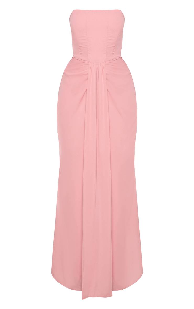 Rose Bébé Robe Maxi Bandeau À Détails Drapés Et Corset