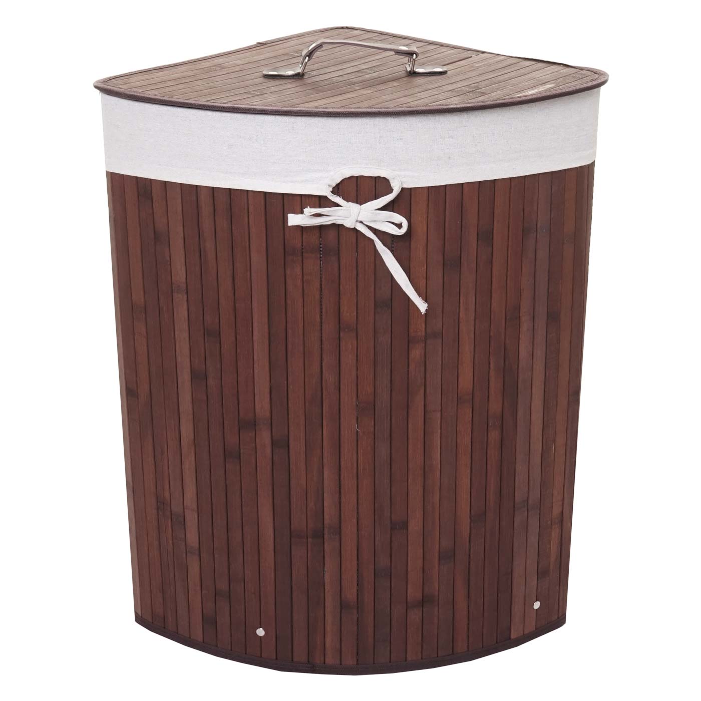Eckwäschekorb MCW-C21, Laundry Wäschebox Wäschesammler Wäschebehälter, Bambus 61x48x35cm 50l ~ braun