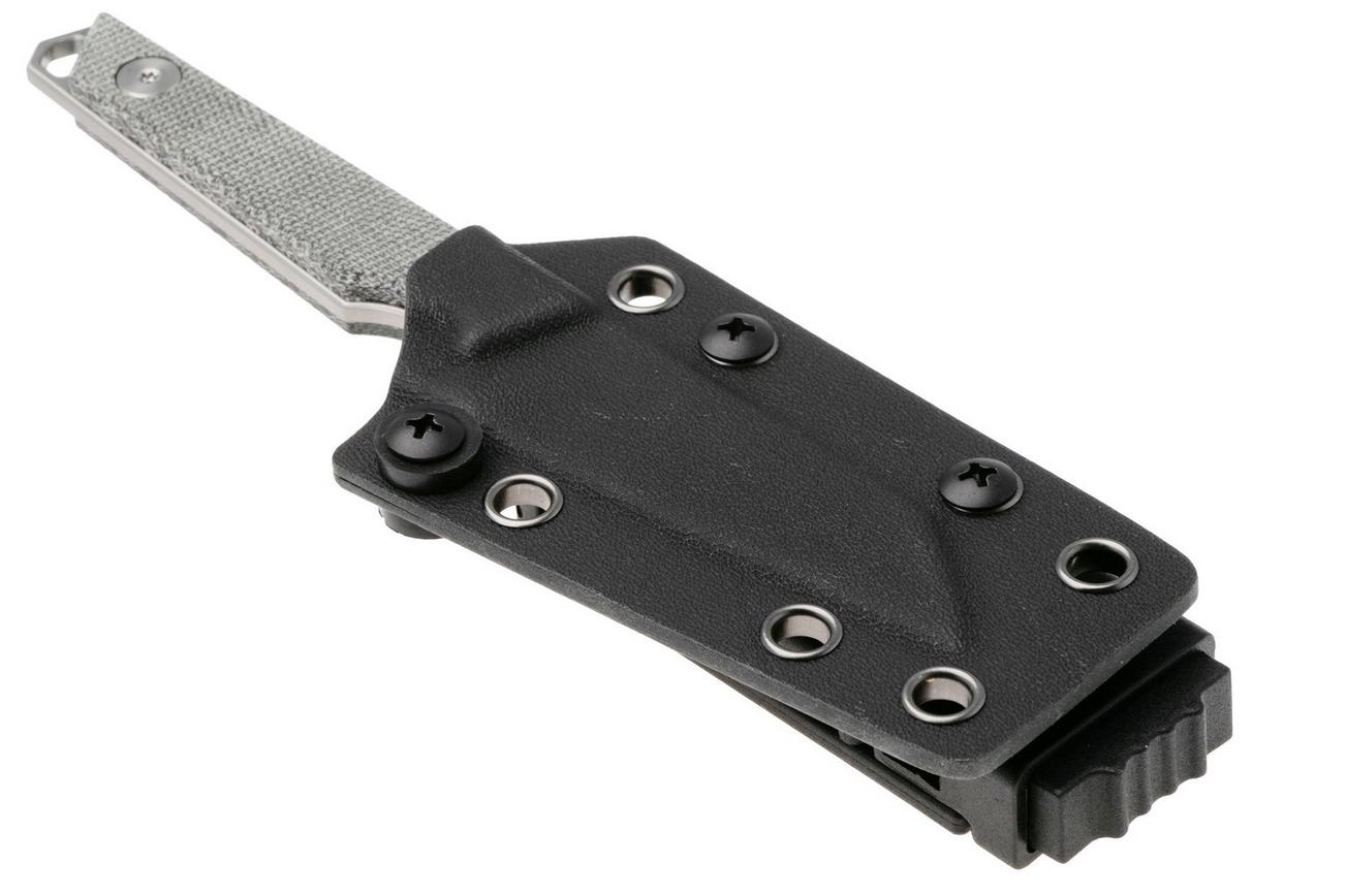 Kizer Vanguard Phasmids 1079A3 Satin AEB-L, Gray Micarta, vaststaand mes, Johan Jordaan design