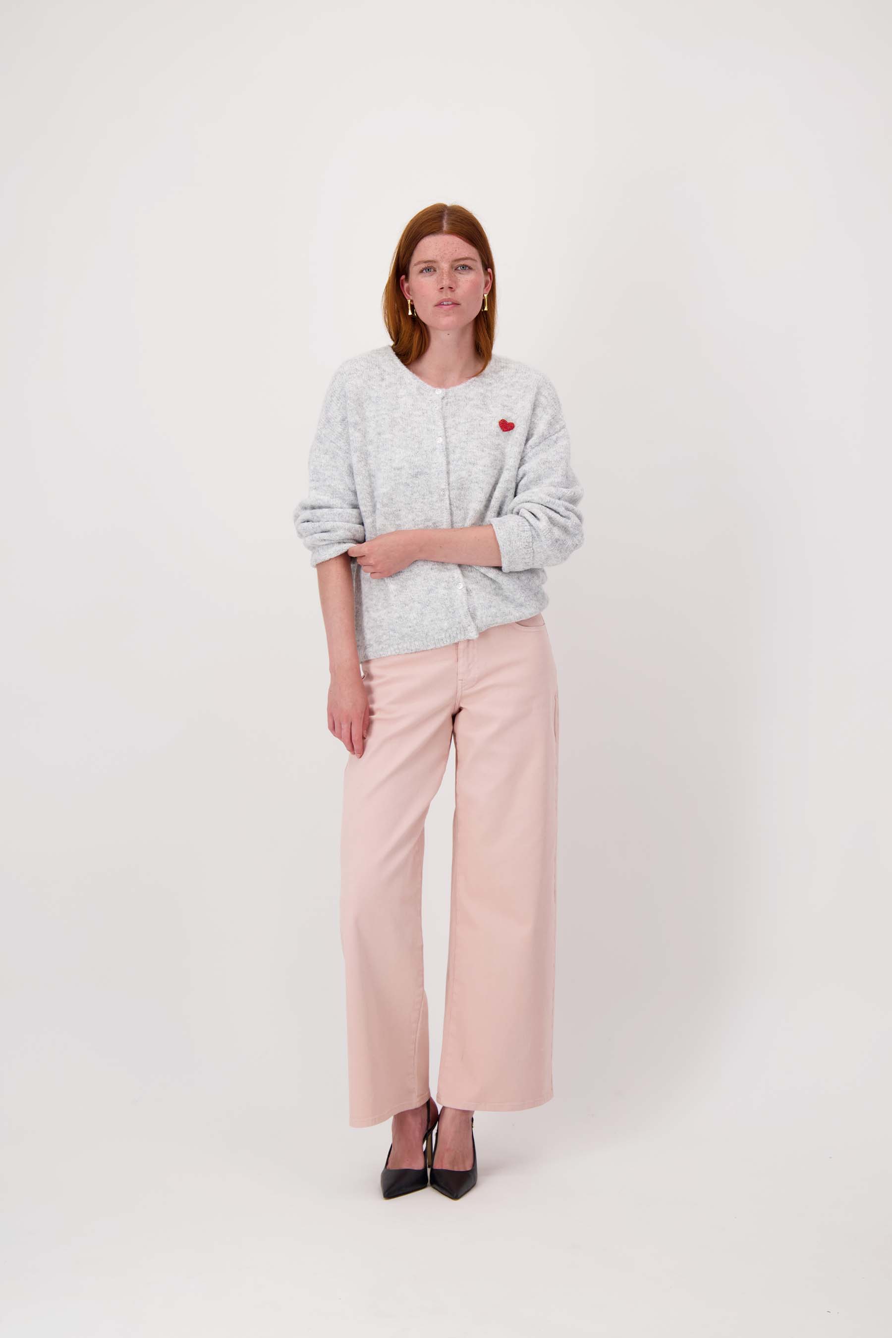 basic vestje lange mouw met broche
