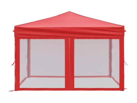 Tente de réception pliable avec parois Rouge 3x3 m
