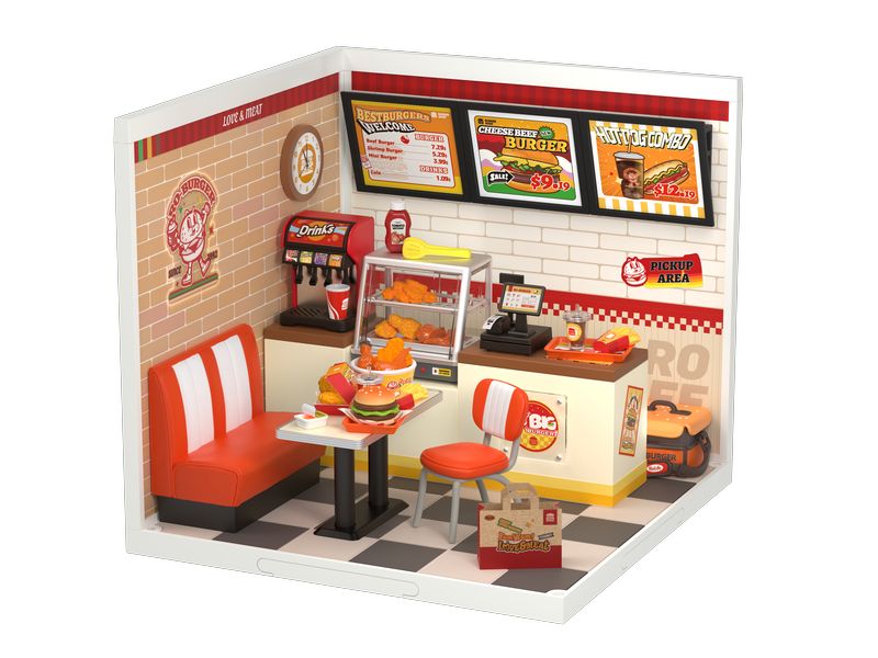 RoboTime Bausatz Yum Yum Burgers 3D-Puzzle aus lasergeschnittenen Holzteilen