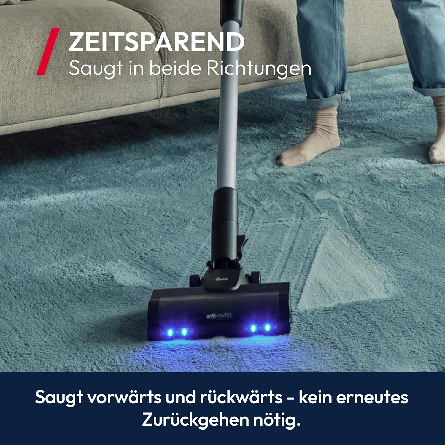 Hoover HF6 Akkustaubsauger mit Bodensensor, Dual Way Clean, bis zu 100Min Laufzeit, Anti-Twist Bürstenrolle, Doppelte Kantenreinigung, QuickPark, tragbar, 660 W [HF610H]