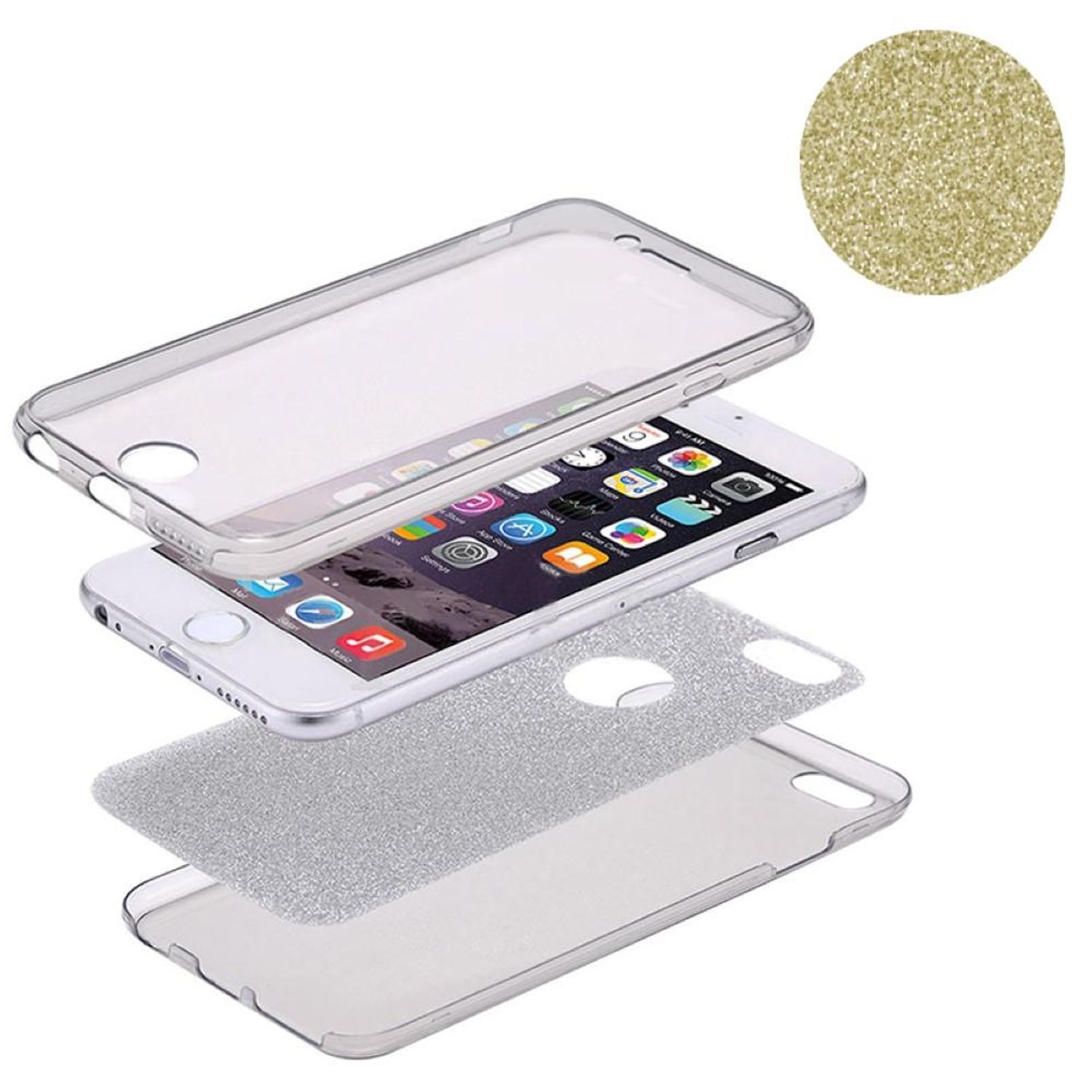 Apple iPhone 7 Plus / 8 Plus Hülle Case Handy Cover Schutz 360 Schtuzhülle Gold