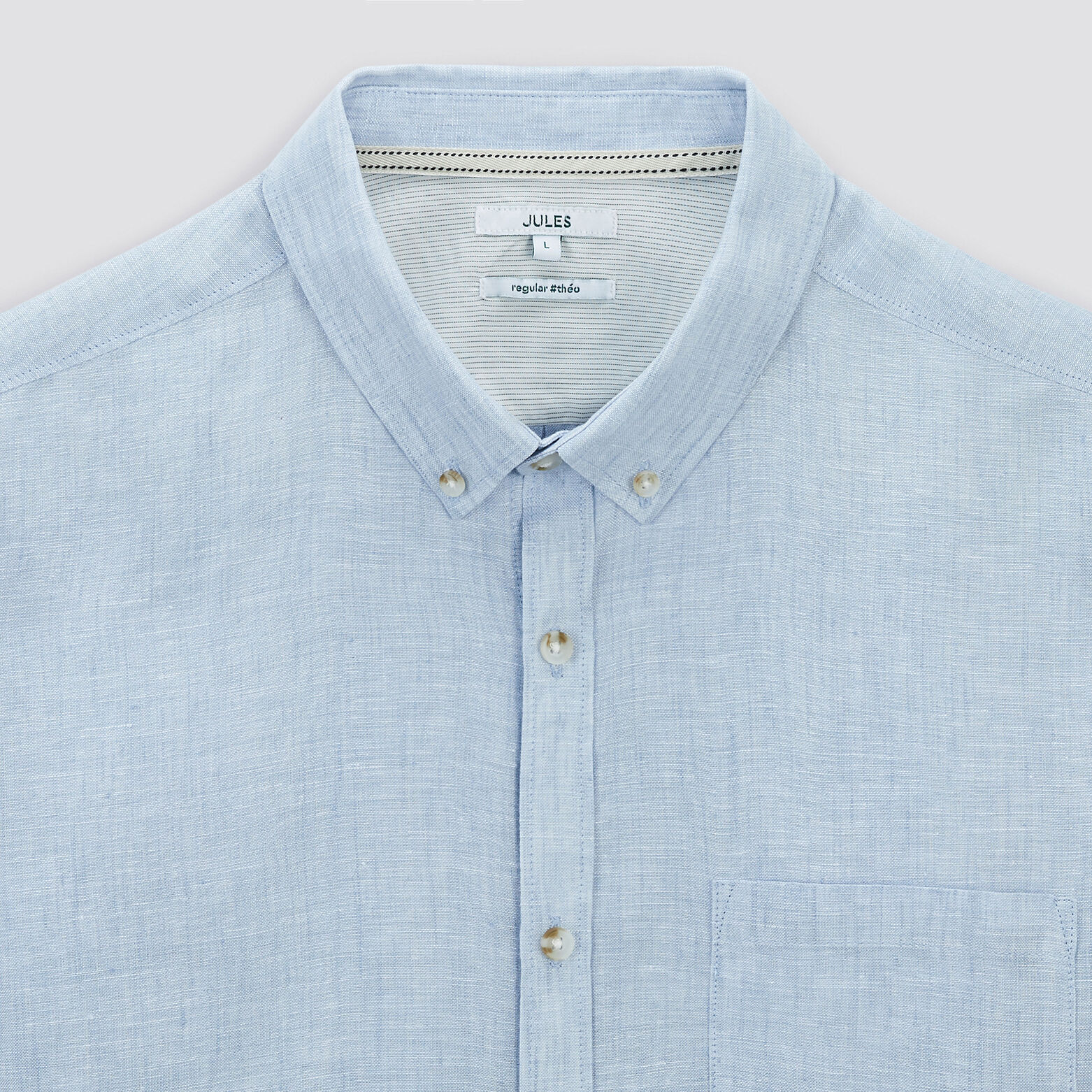 Chemise regular unie lin Bleu clair